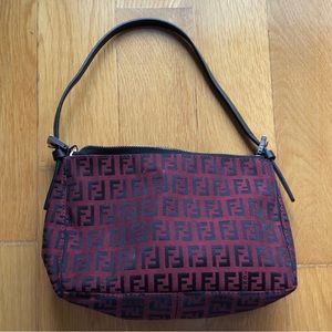 Authentic FENDI Zucchino Pochette Black/Red